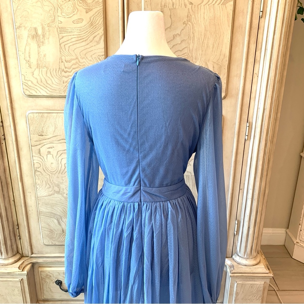 NEW, Blue Jumpsuit, Blue Romper, Long Sleeve Jumpsuit, Sheer Skirt, NWOT/Size XL - Picture 6 of 12